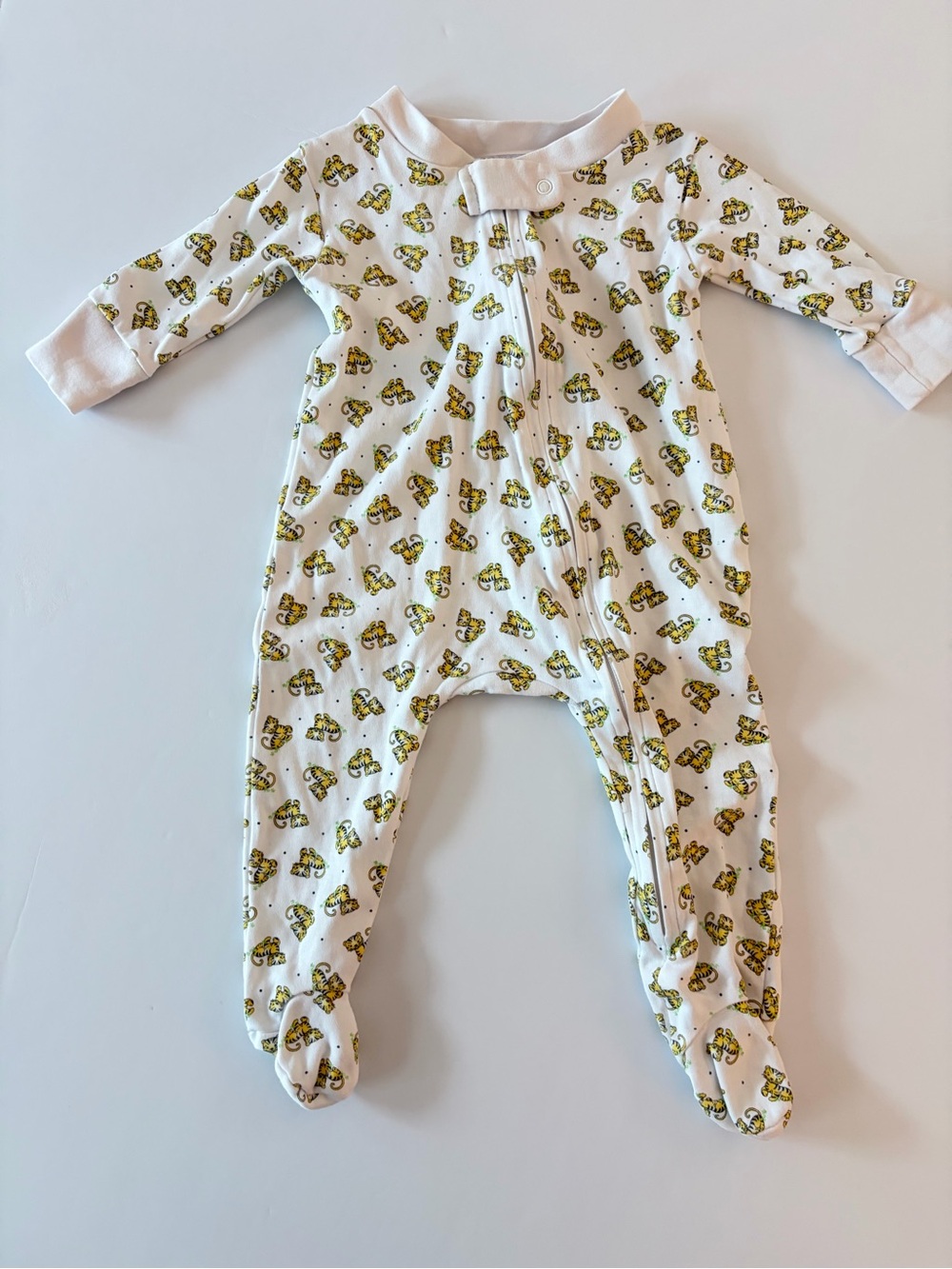 Magnolia Baby White Footed One-Piece Footie Pajama with Tiger Print